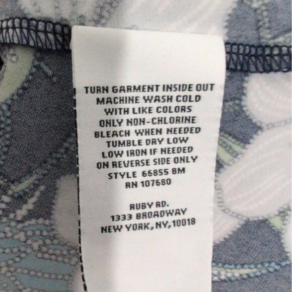 Ruby Rd Floral Shirt Womens Size 3X Blue Stretch Tropical Casual Tiered Sleeves - Picture 5 of 10